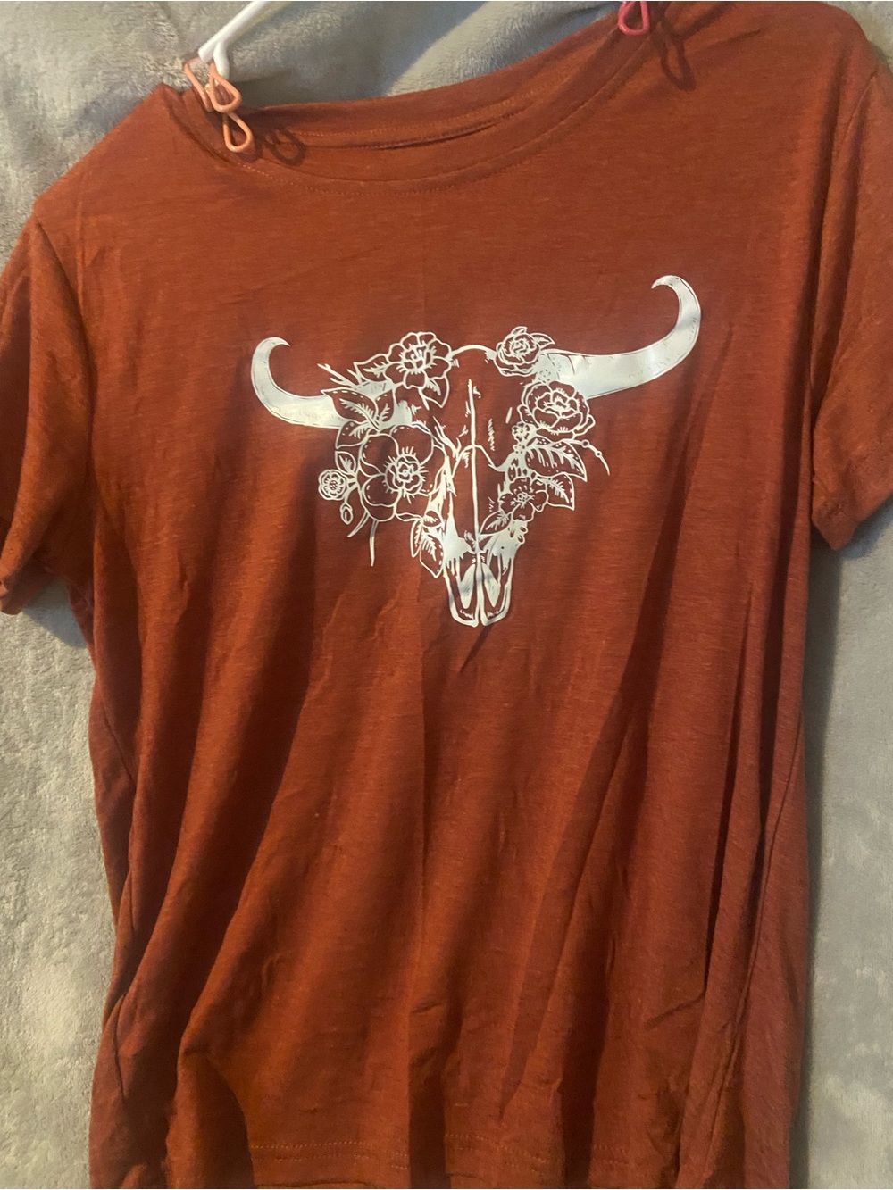Rust Floral Bull Skull Graphic Tee